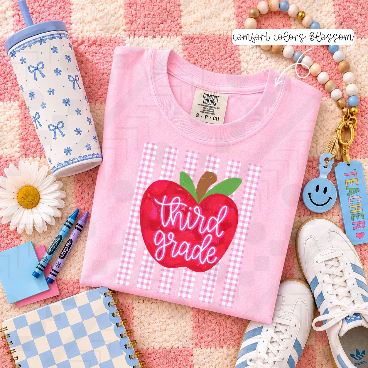 Pink Gingham Apple Grades (Tee, Sweatshirt, or Long-Sleeve)