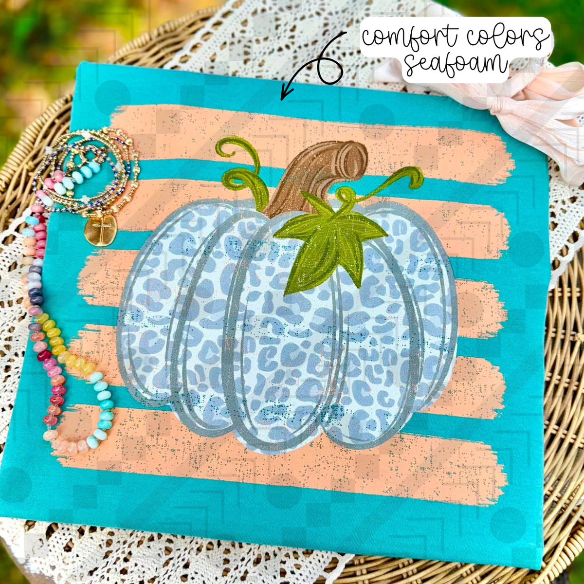 Blue Leopard Pumpkin Stripes (Tee, Sweatshirt, or Long-Sleeve)