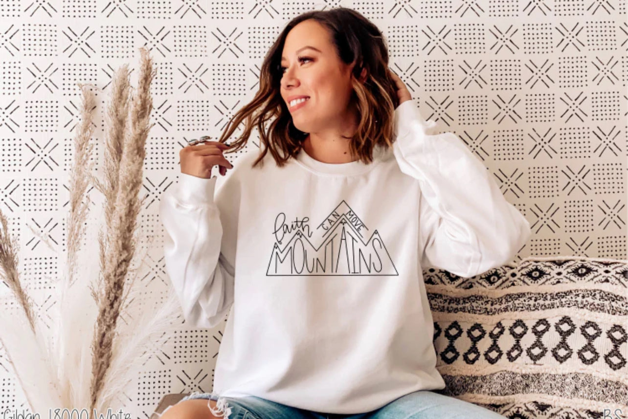 Faith Can Move Mountains (Black) (Tee, Sweatshirt, or Long-Sleeve)