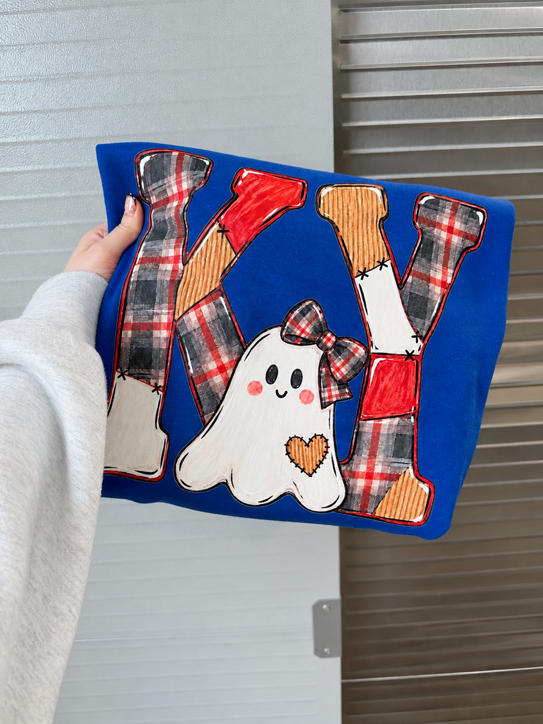 KY Faux Patchwork Ghost Gildan Sweatshirt