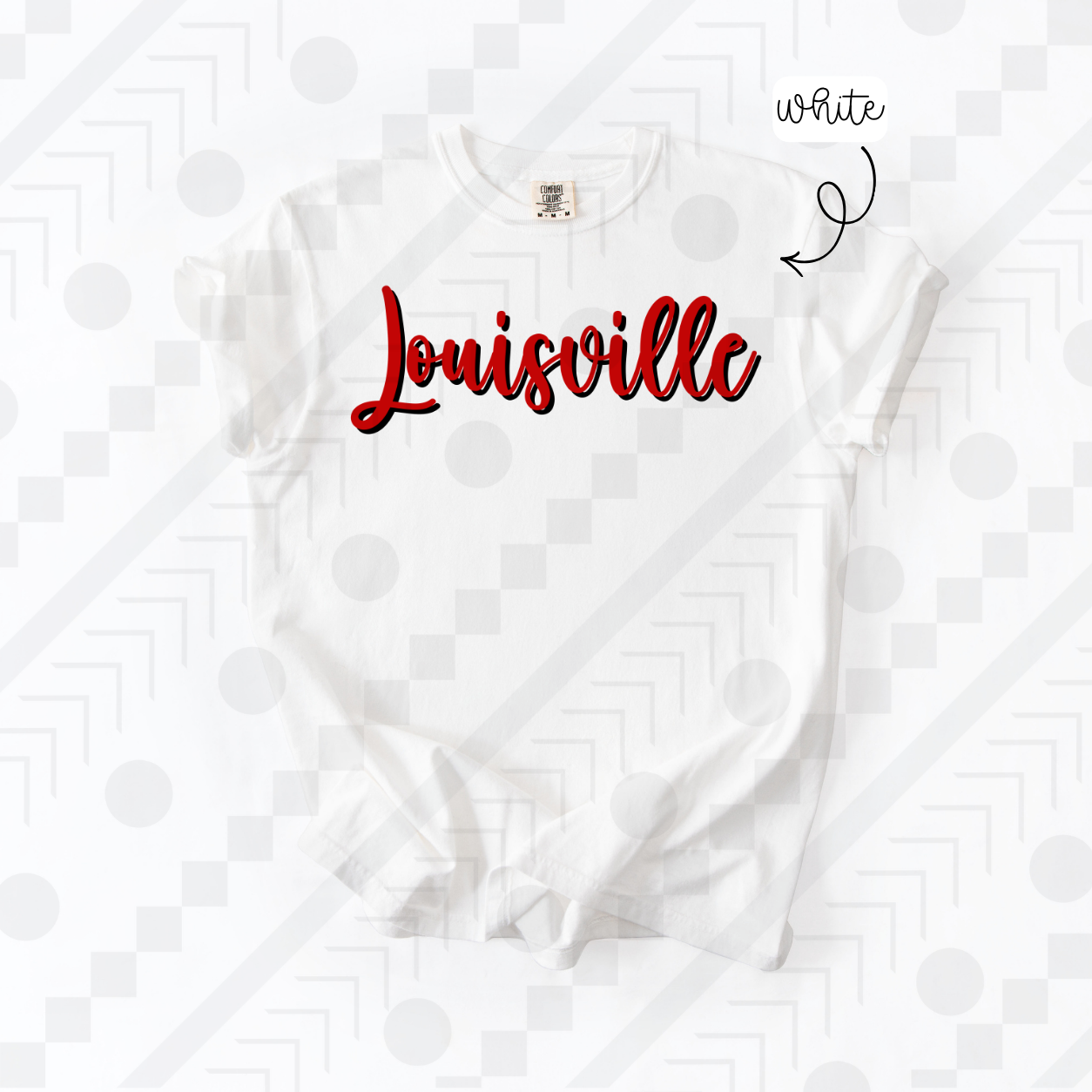 Louisville: Script Cursive (Black) Tee, Sweatshirt, or Long-Sleeve