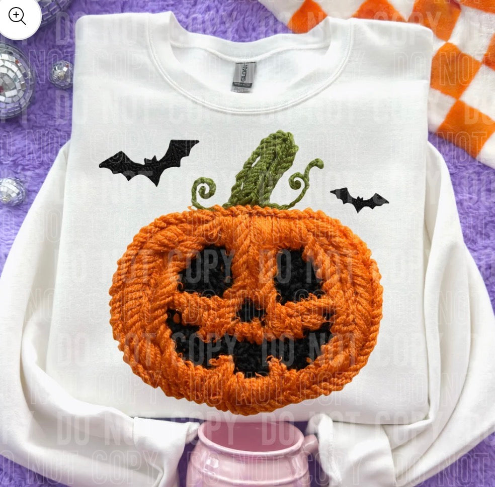 Faux Yarn Jack O’ Latern (Tee, Sweatshirt, or Long-Sleeve)
