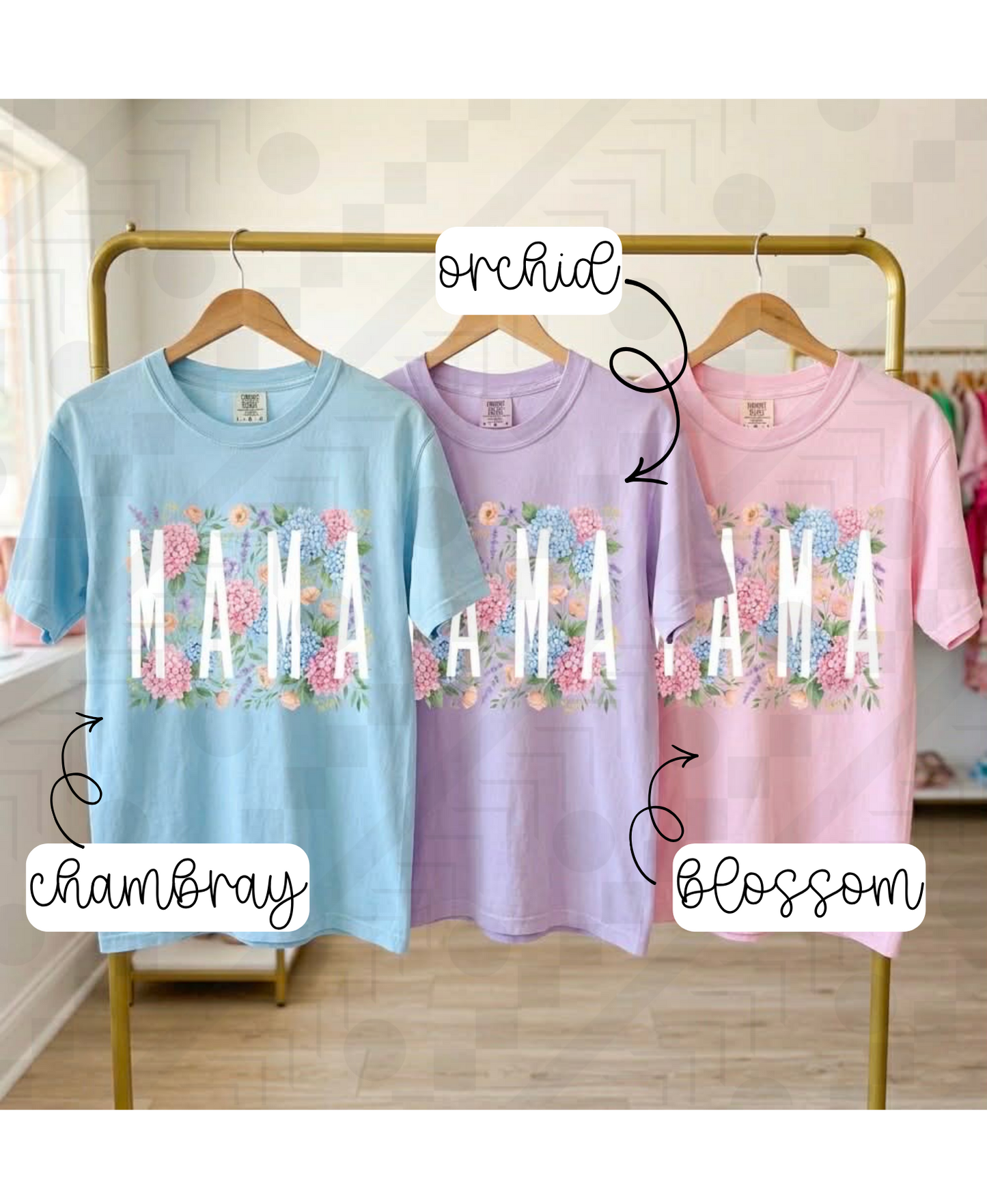 Custom Hydrangea Mother’s Day Name Tee