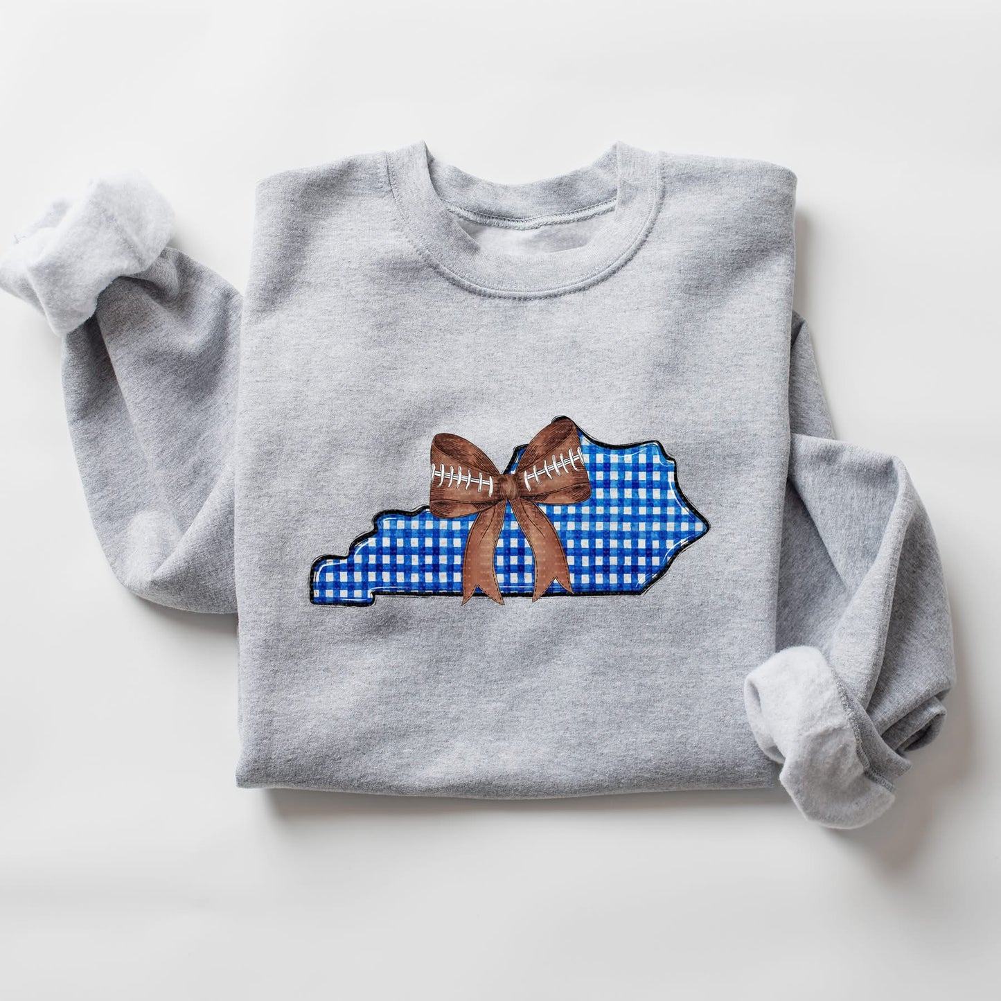 KY Gingham Football Bow(Tee, Sweatshirt, or Long-Sleeve)