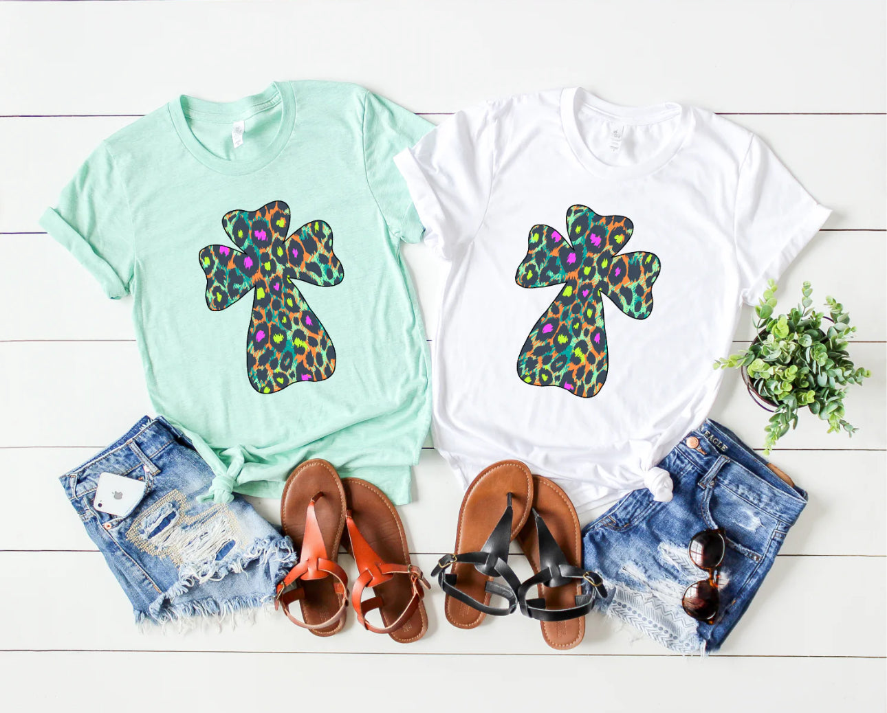 Green Leopard Cross (Tee, Sweatshirt, or Long-Sleeve)