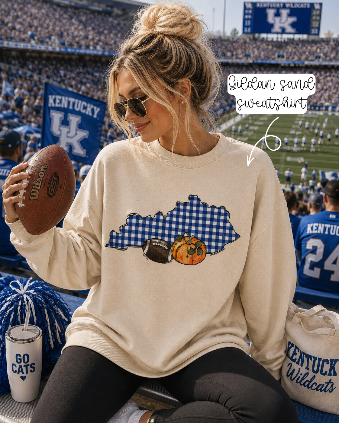 KY Gingham Football/Pumpkin (Tee, Sweatshirt, or Long-Sleeve)