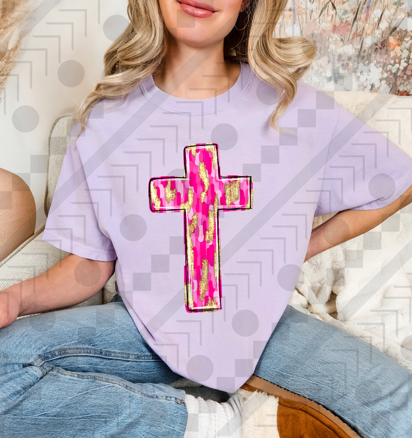 Pink and Gold Cross
