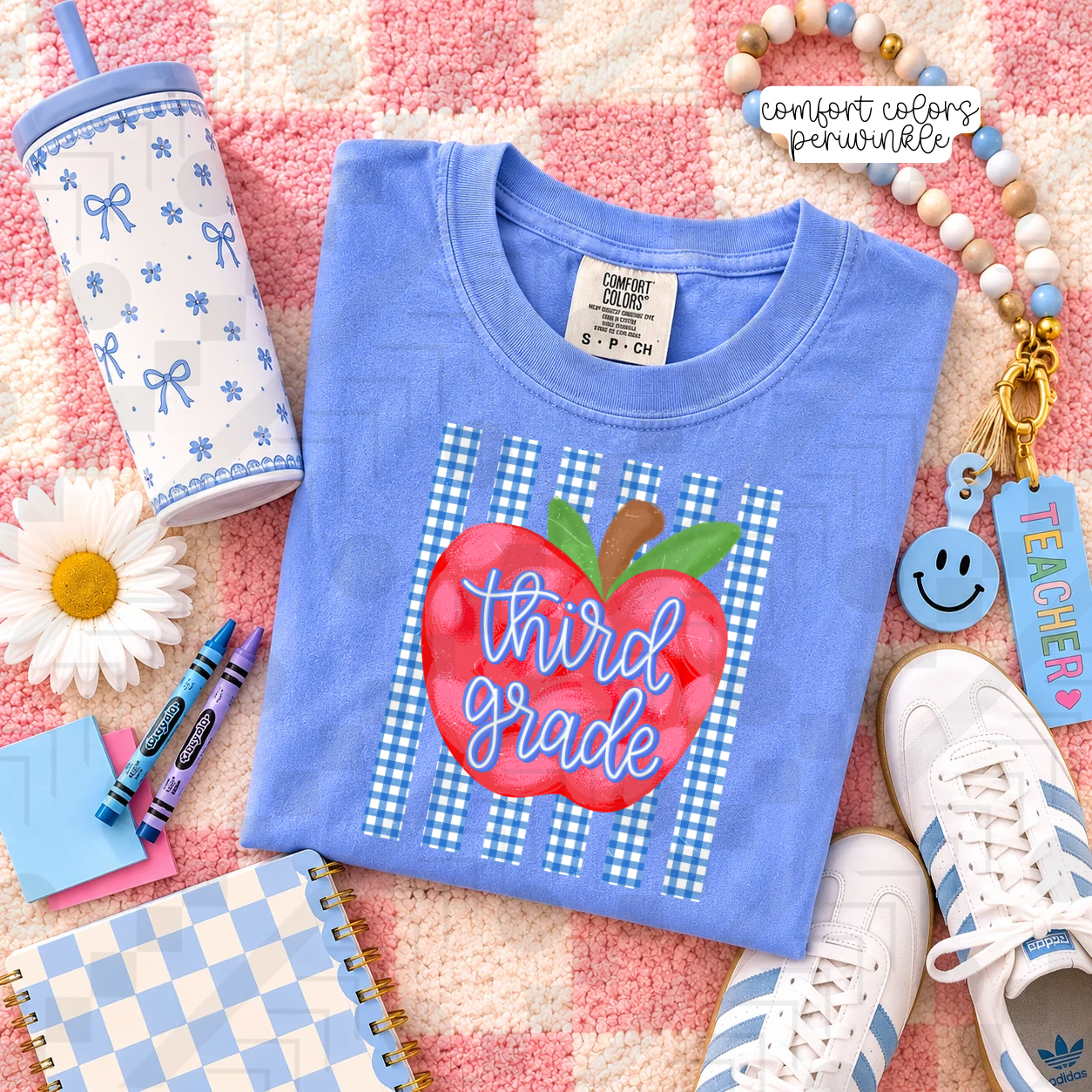 Blue Gingham Apple Grades (Tee, Sweatshirt, or Long-Sleeve)