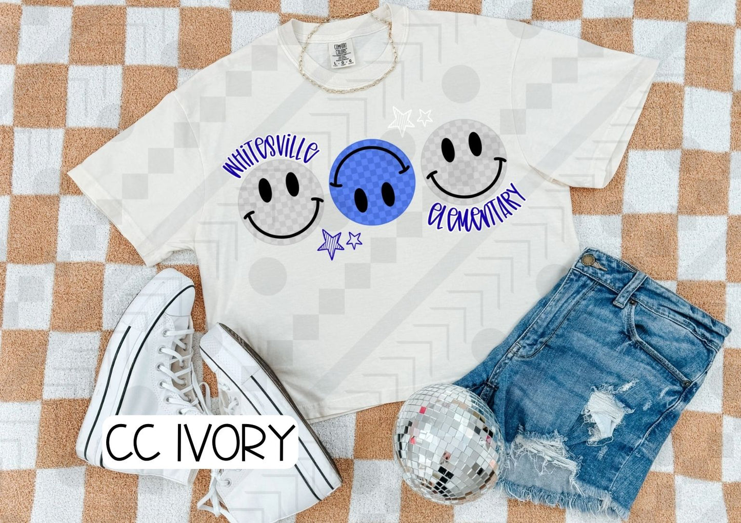 Checker Smilies Schools (Tee, Sweatshirt, or Long-Sleeve)