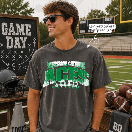 Owensboro Catholic Aces - Paint Splatter Football (Tee, Sweatshirt, or Long-Sleeve)