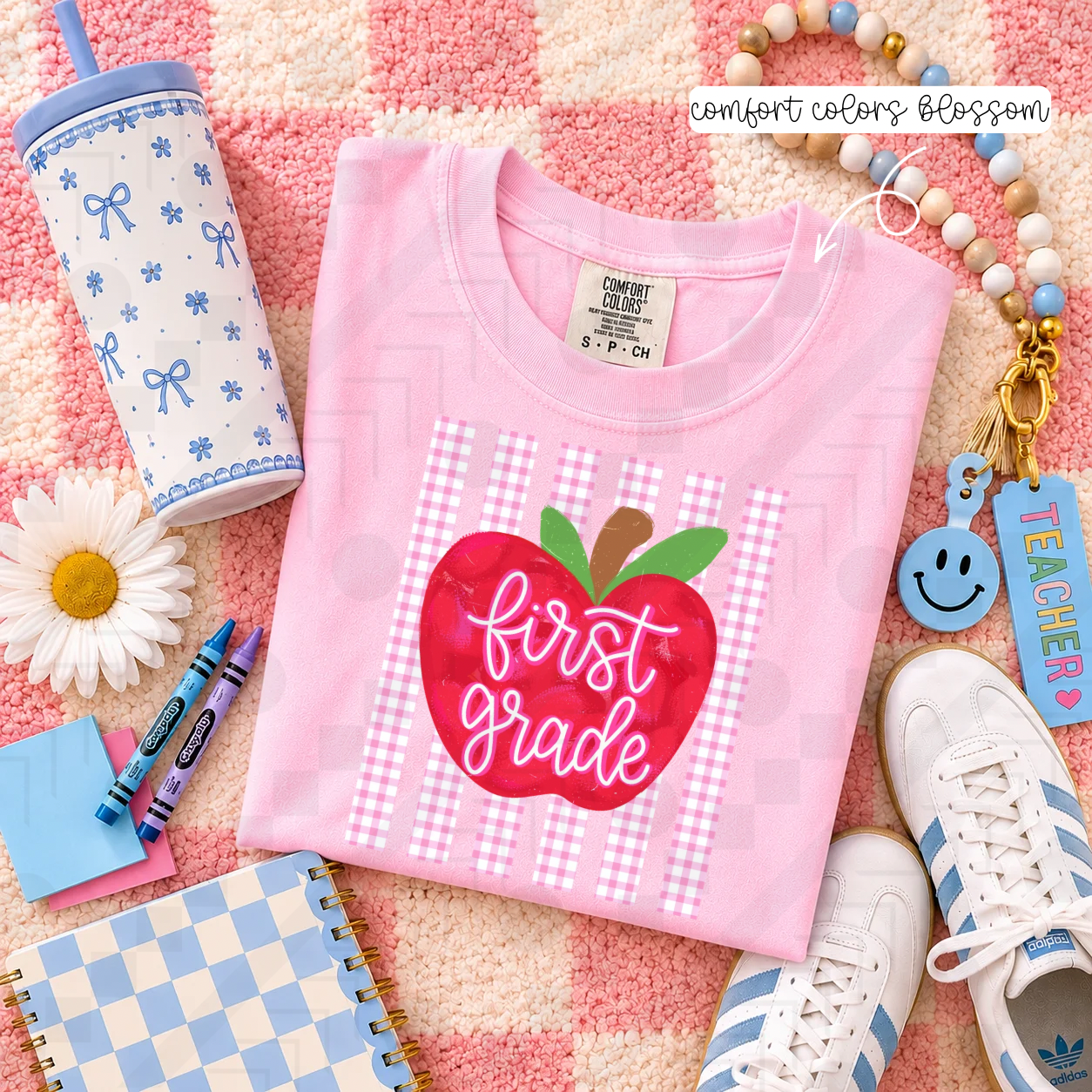 Pink Gingham Apple Grades (Tee, Sweatshirt, or Long-Sleeve)