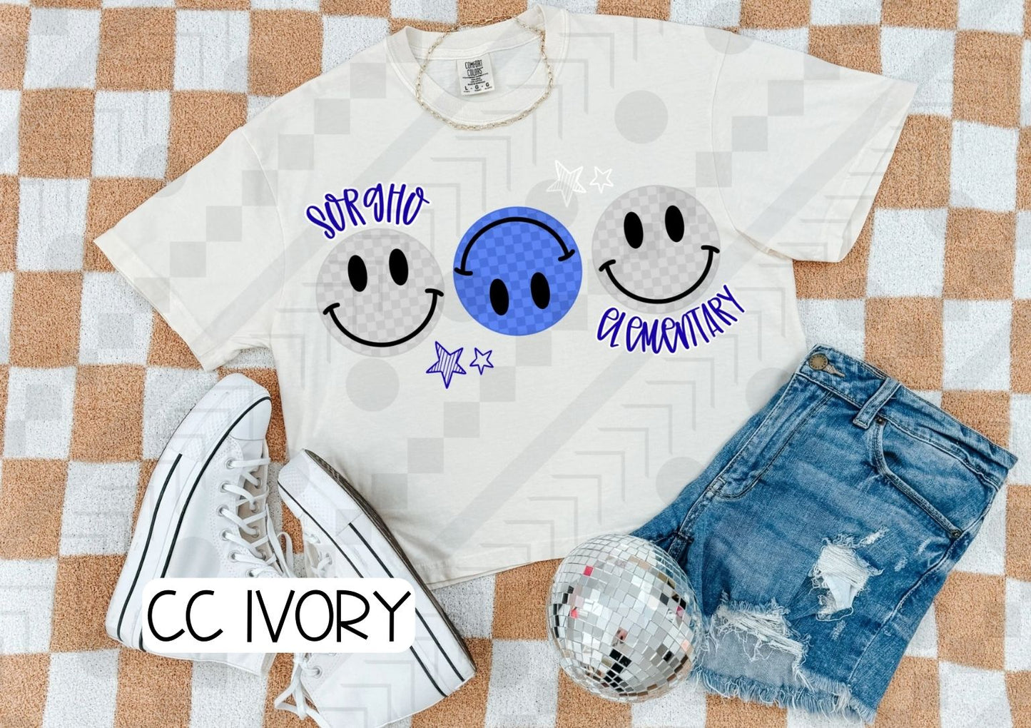 Checker Smilies Schools (Tee, Sweatshirt, or Long-Sleeve)