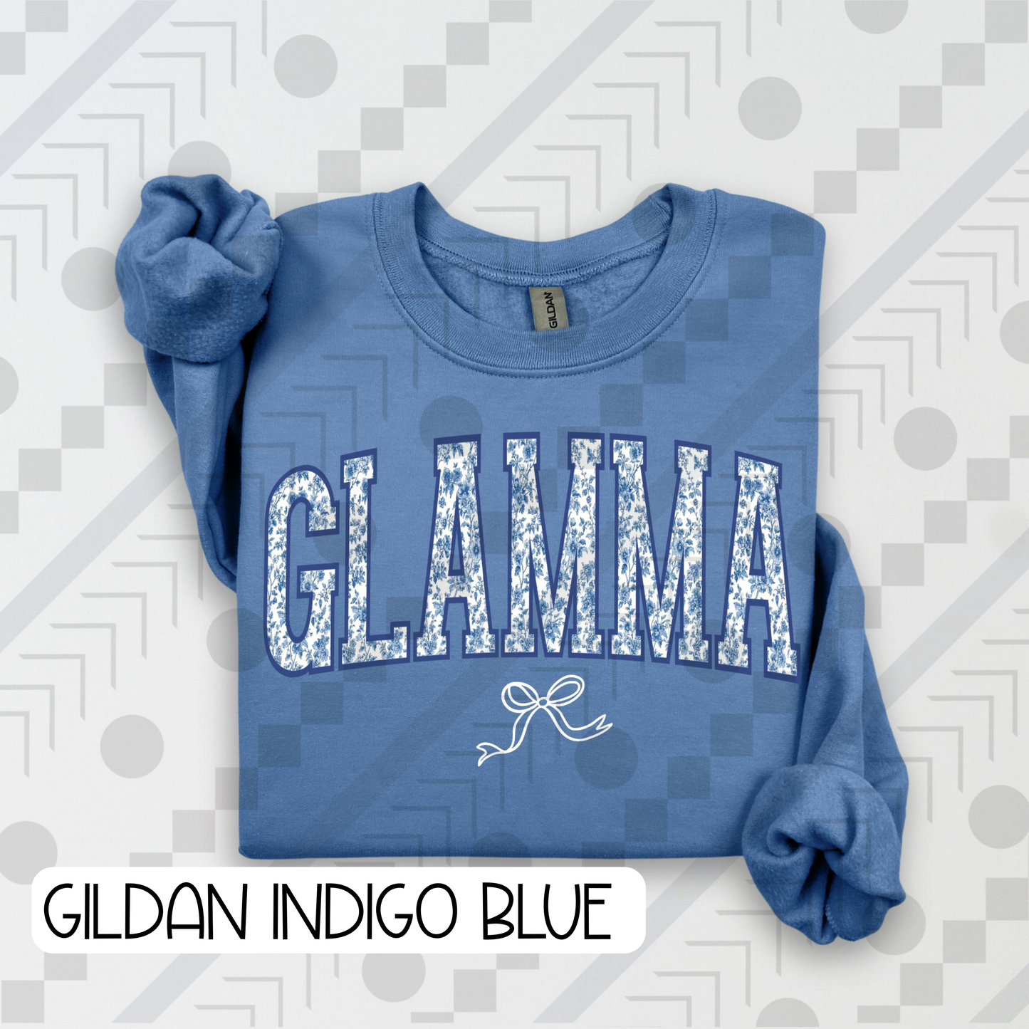 Blue Toile Bow Names (Tee, Sweatshirt, or Long-Sleeve)