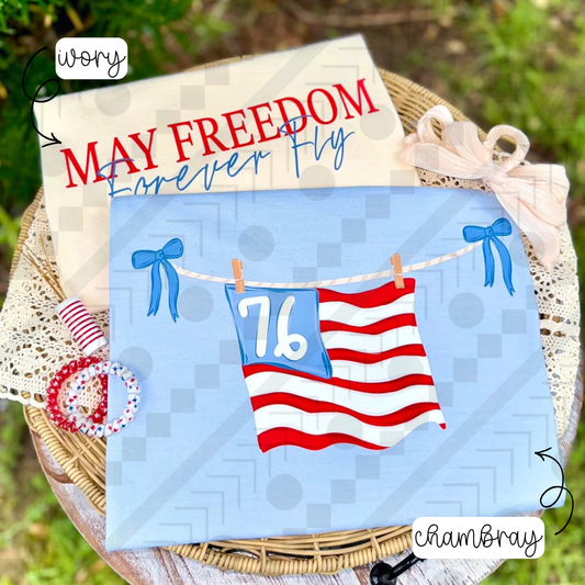 May Freedom Forever Ring Front & Back (Tee, Sweatshirt, and Long-Sleeve)