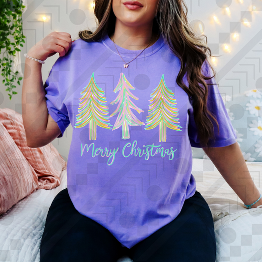 Neon Strokes Christmas Trees