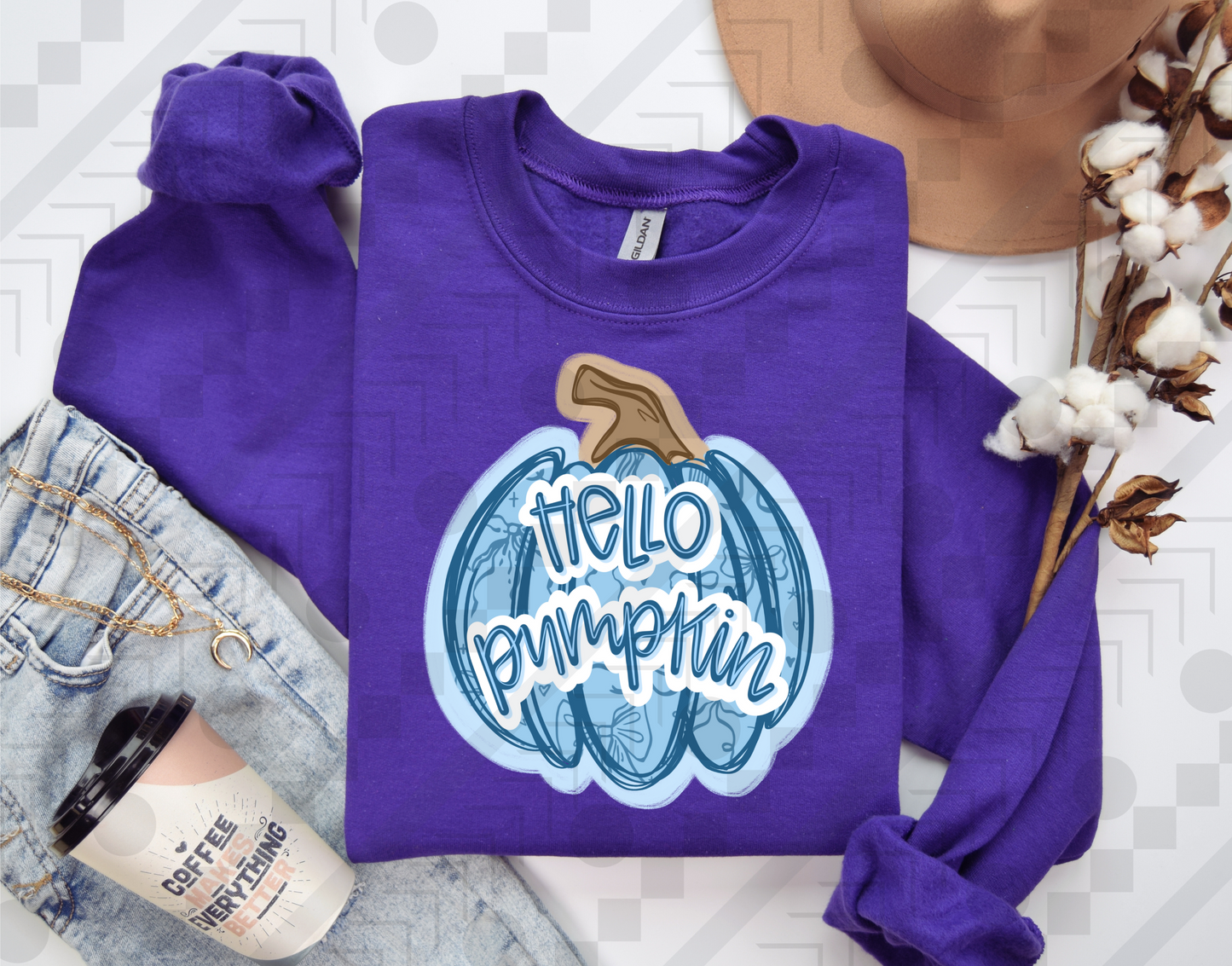 Hello Pumpkin Blue Swirl
