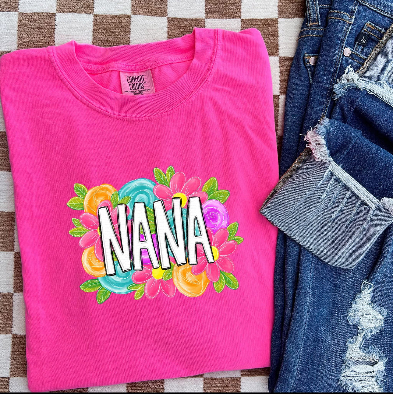 Nana Neon Florals  (Tee, Sweatshirt, or Long-Sleeve)