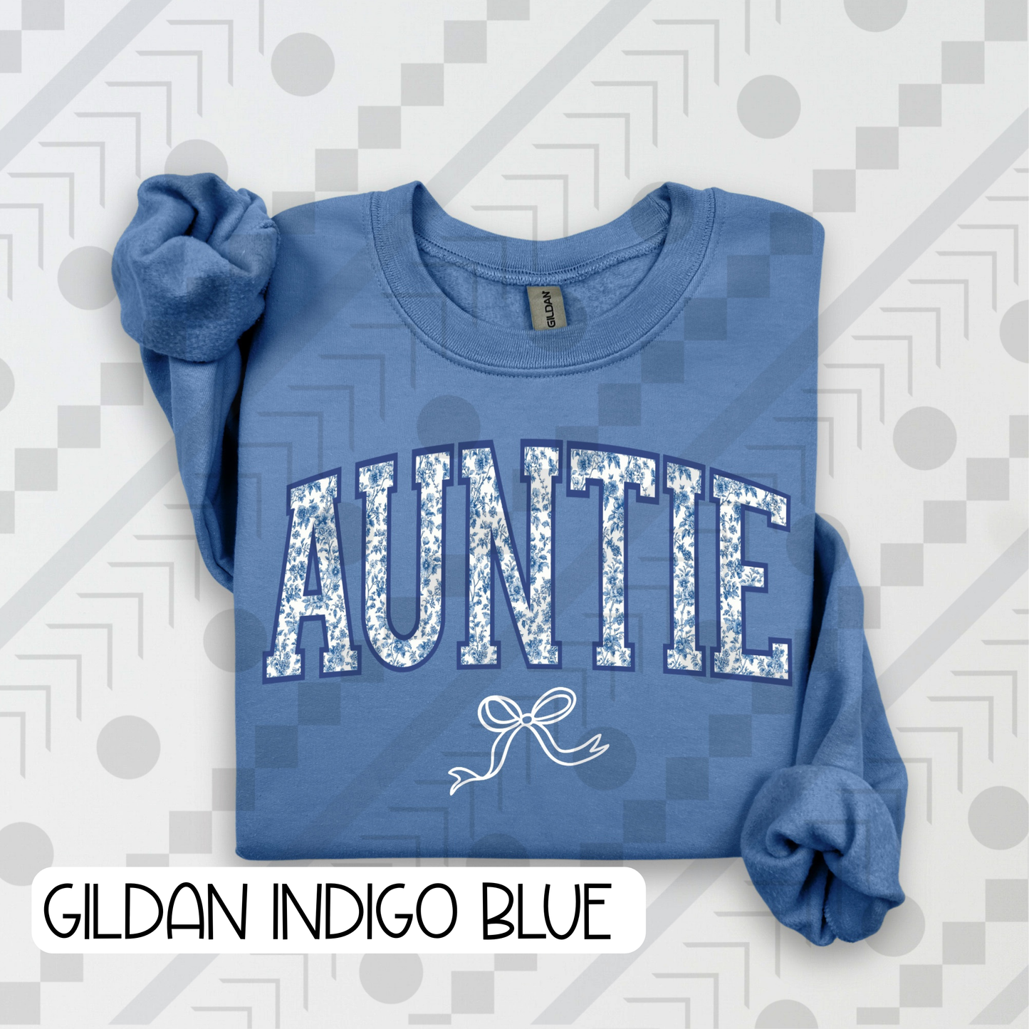 Blue Toile Bow Names (Tee, Sweatshirt, or Long-Sleeve)
