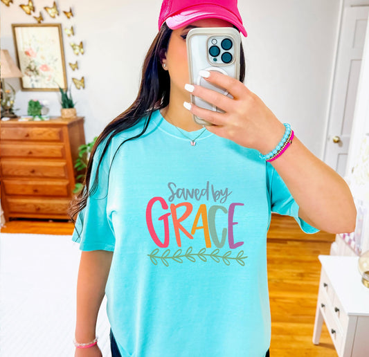 Saved By Grace (Tee, Sweatshirt, or Long-Sleeve)
