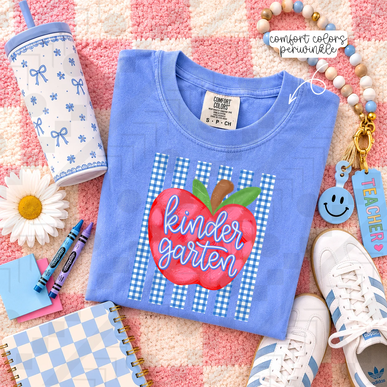 Blue Gingham Apple Grades (Tee, Sweatshirt, or Long-Sleeve)