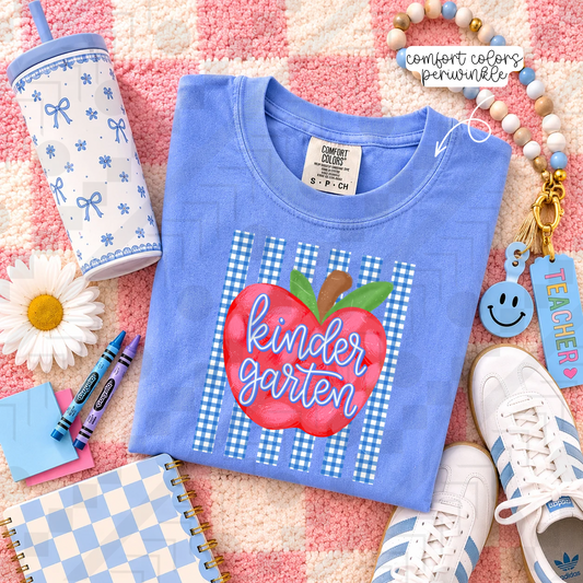 Blue Gingham Apple Grades (Tee, Sweatshirt, or Long-Sleeve)