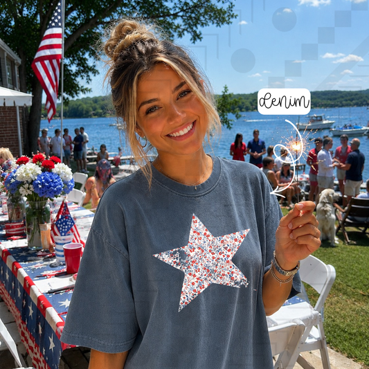 Distressed Floral Star (Tee, Sweatshirt, or Long-Sleeve)