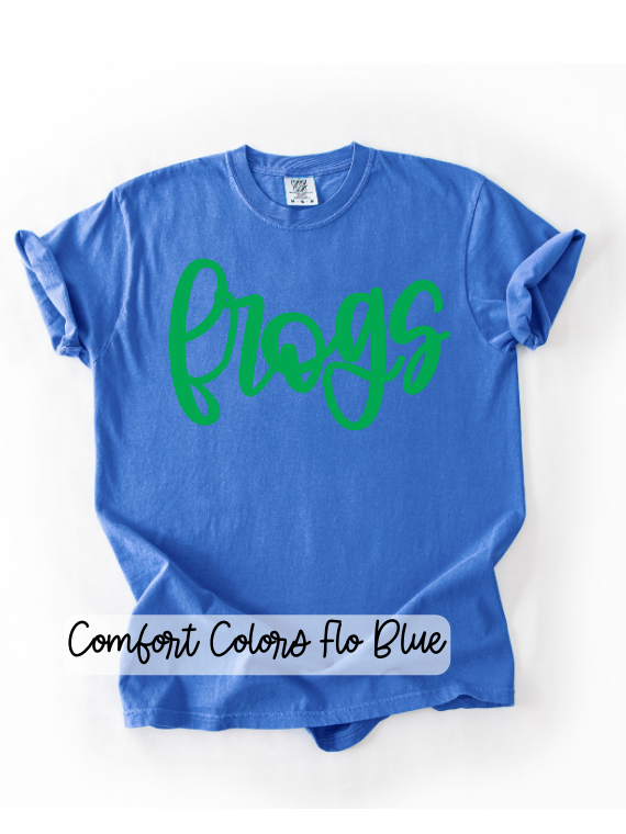 *PUFF PRINT* Frogs Cursive Green