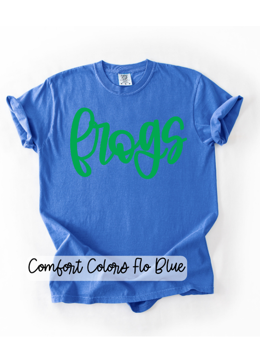 *PUFF PRINT* Frogs Cursive Green