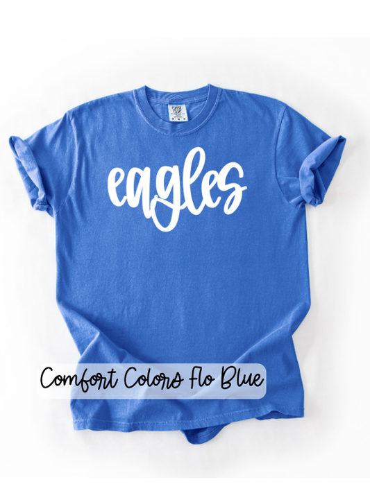 *PUFF PRINT* Eagles Cursive White