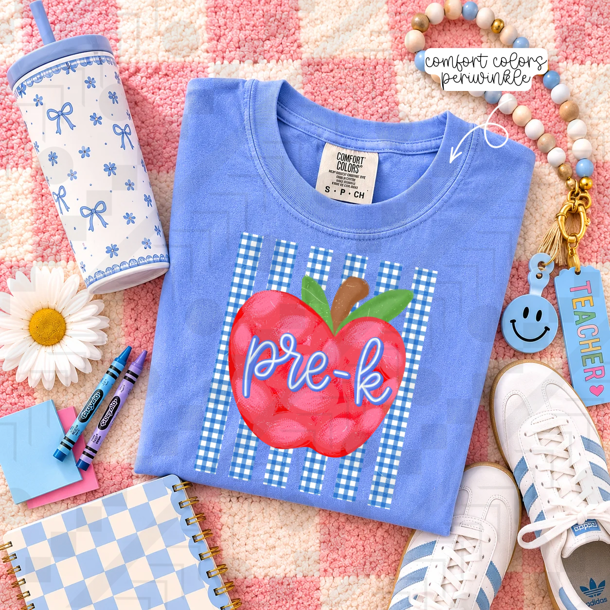 Blue Gingham Apple Grades (Tee, Sweatshirt, or Long-Sleeve)