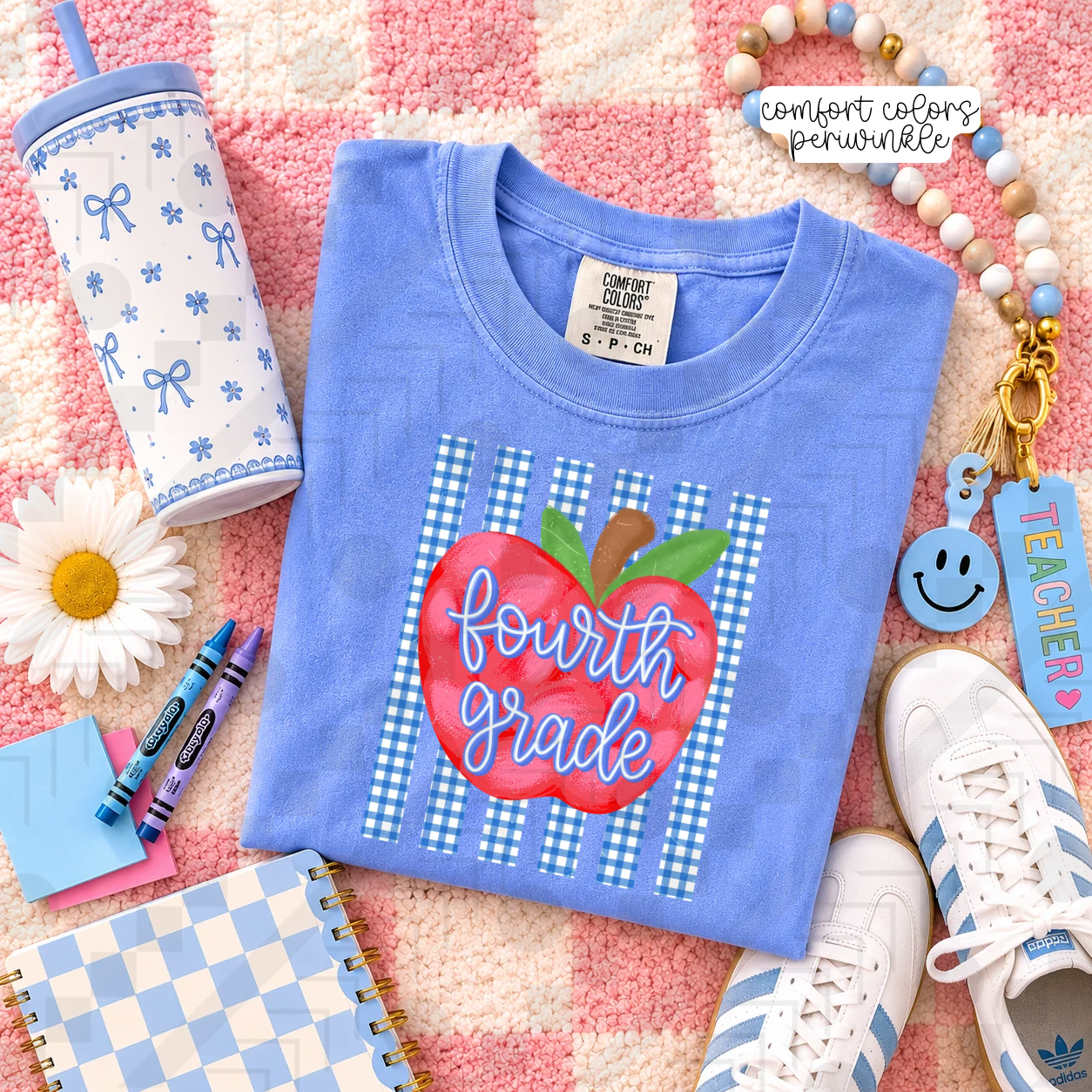 Blue Gingham Apple Grades (Tee, Sweatshirt, or Long-Sleeve)