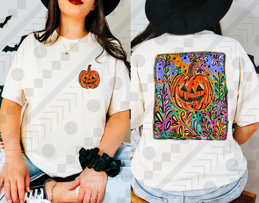 Textured Paint Fall Pumpkin Collage (Front and Back)