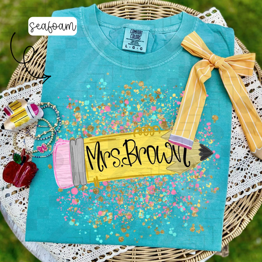 Custom Name Pencil (Tee, Sweatshirt, or Long-Sleeve)