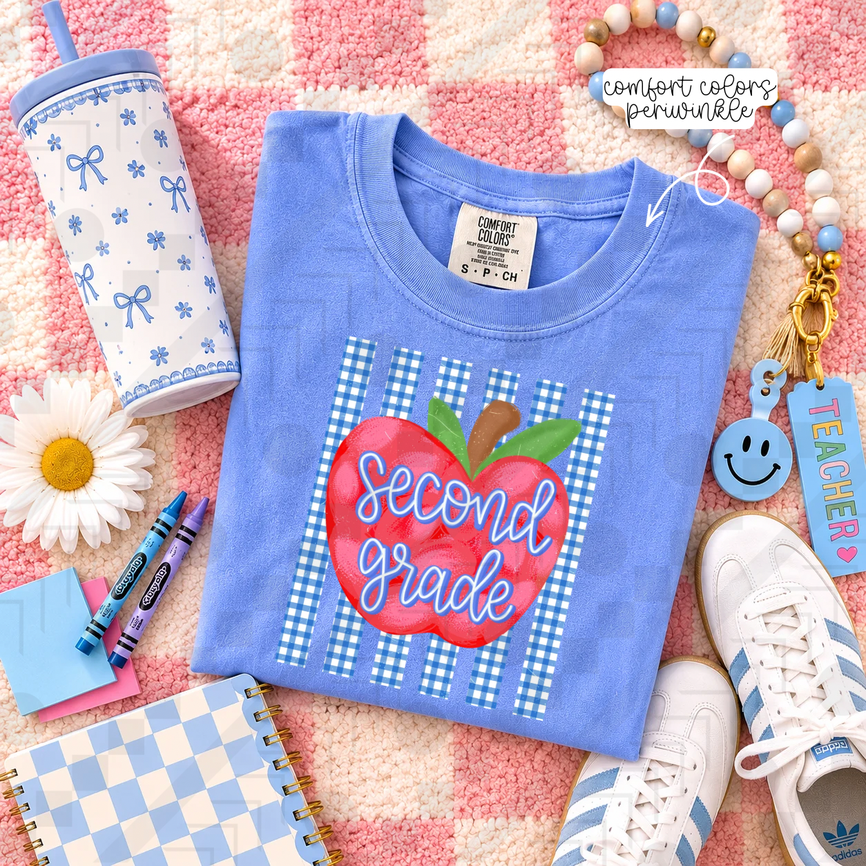 Blue Gingham Apple Grades (Tee, Sweatshirt, or Long-Sleeve)