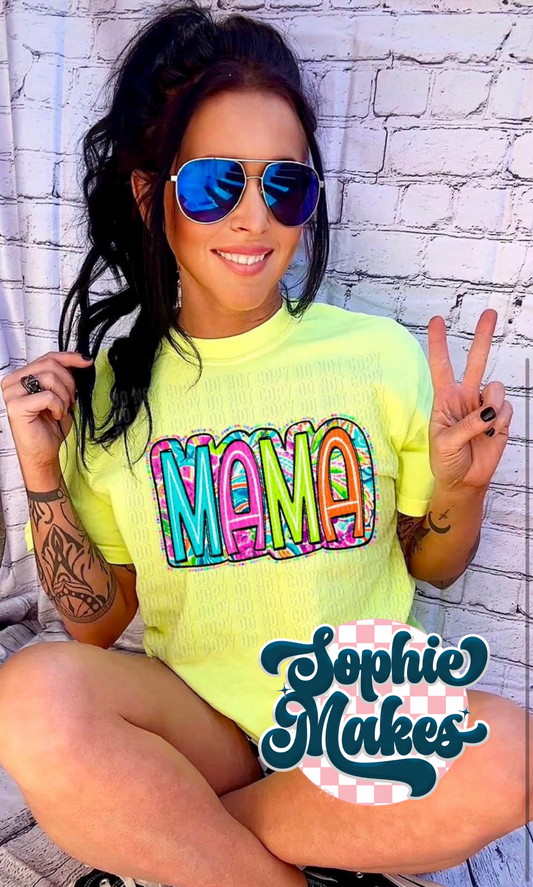 Mama Neon Paisley  (Tee, Sweatshirt, or Long-Sleeve)