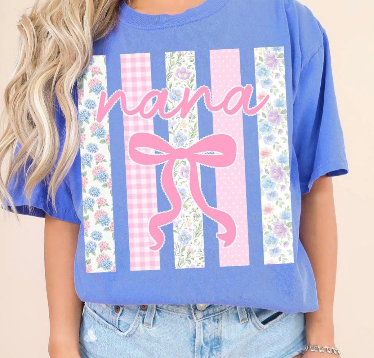 Pastel Floral Stripes Mother’s Day (Option 1) Tee