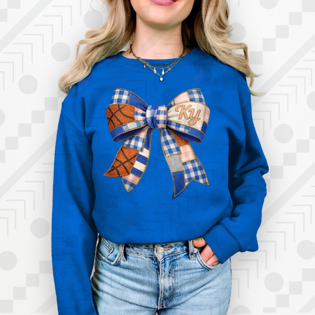 UK Basketball Patchwork Bow (Tee, Sweatshirt, or Long-Sleeve)