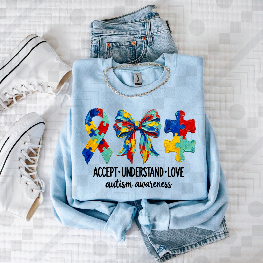 Accept - Understand - Love  (Tee, Sweatshirt, or Long-Sleeve)