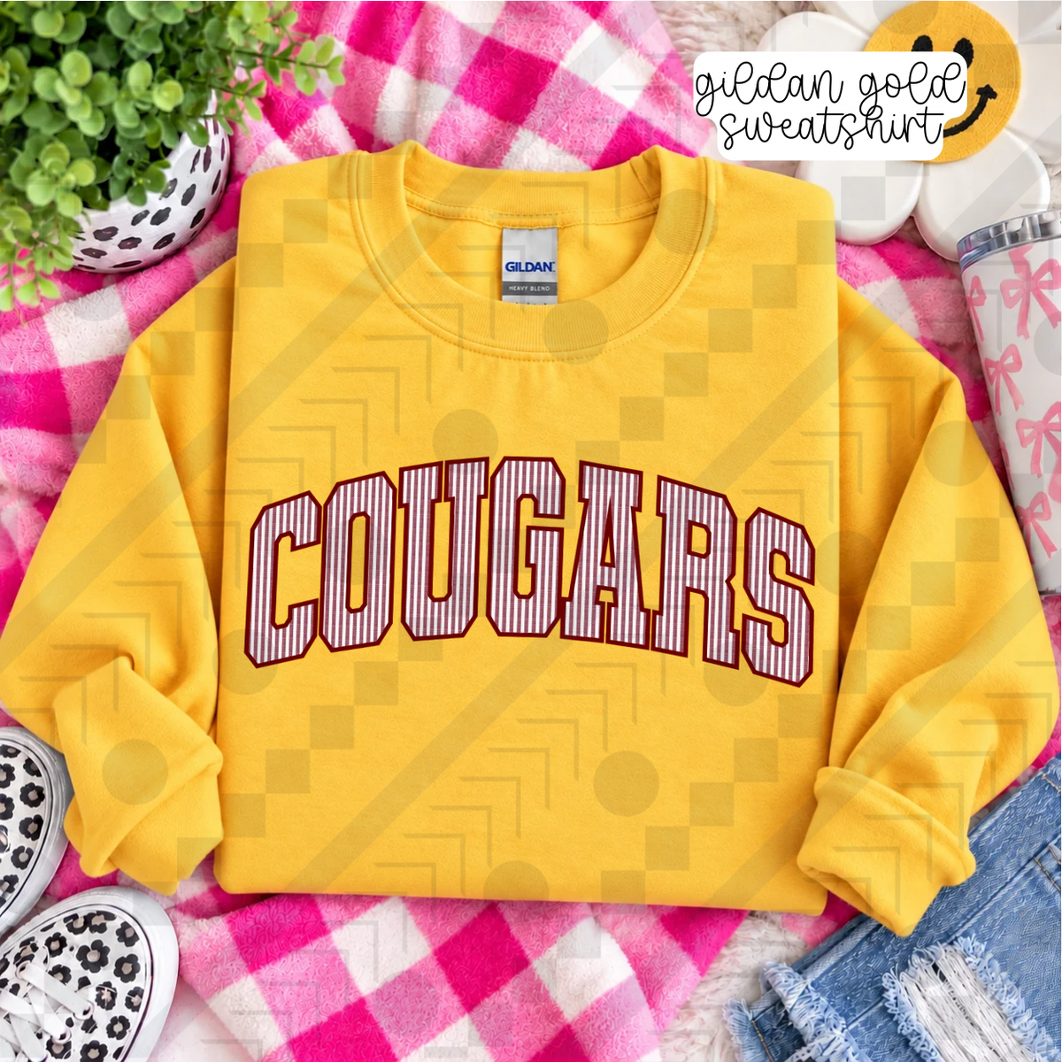 Seersucker Varsity Arch Mascots  (Tee, Sweatshirt, or Long-Sleeve)