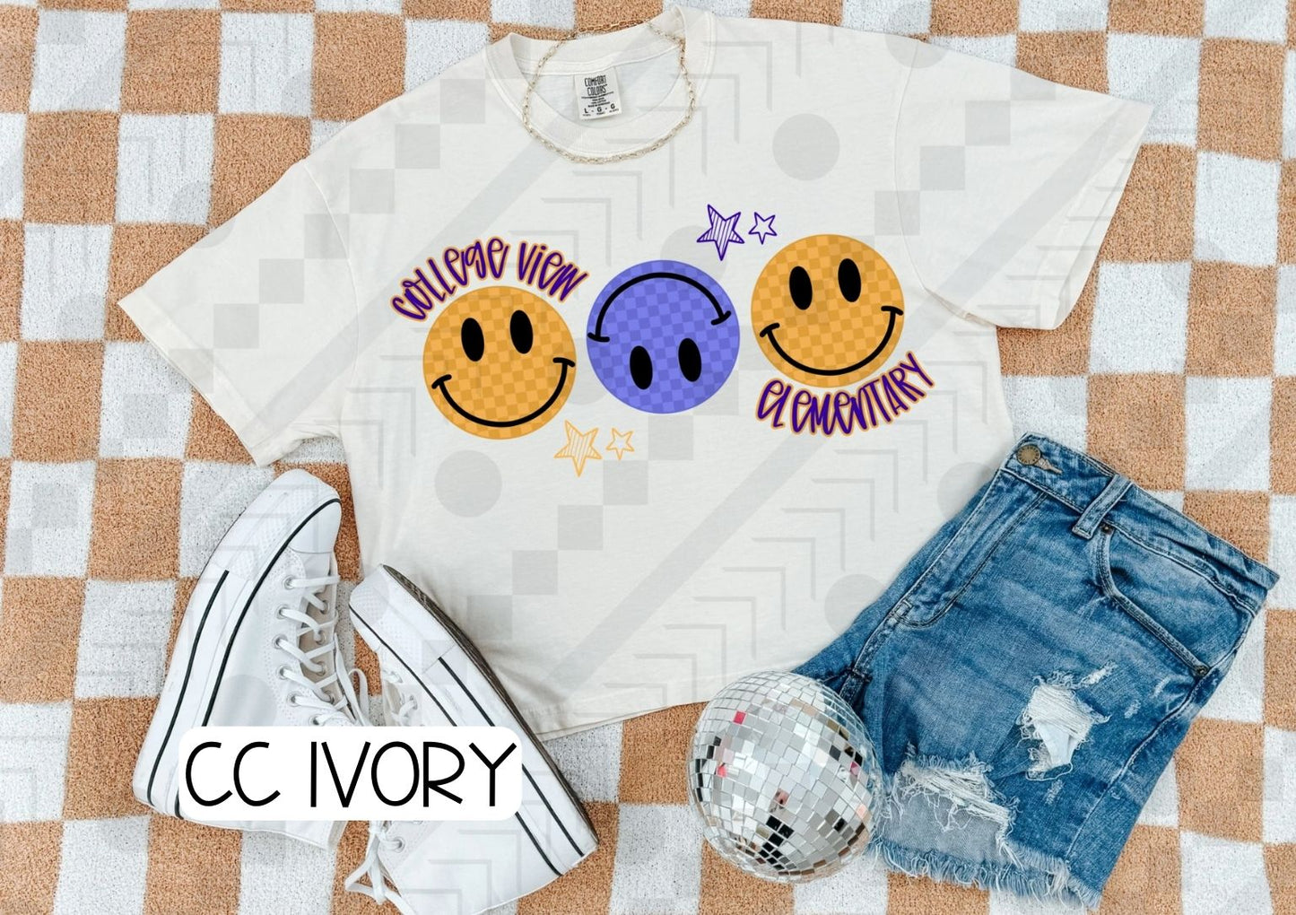 Checker Smilies Schools (Tee, Sweatshirt, or Long-Sleeve)