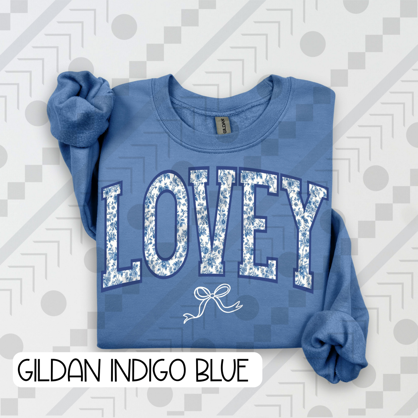 Blue Toile Bow Names (Tee, Sweatshirt, or Long-Sleeve)
