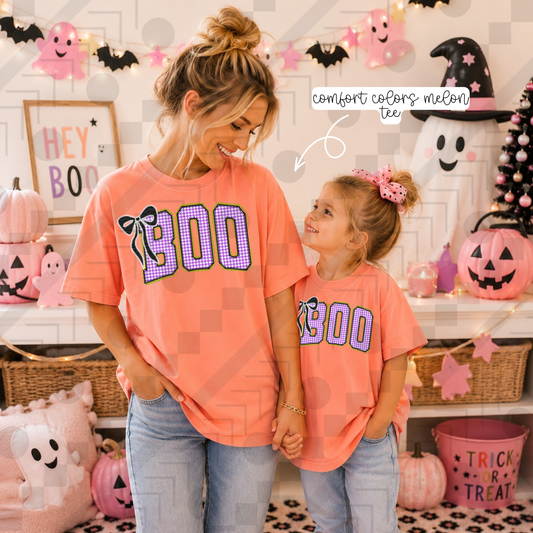 Boo Purple Gingham Bow (Tee, Sweatshirt, or Long-Sleeve)