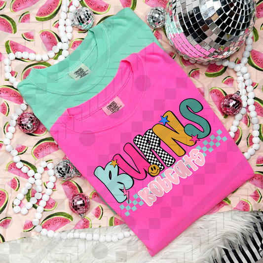 Burns Bobcats Retro Smiley (Tee, Sweatshirt, or Long-Sleeve)