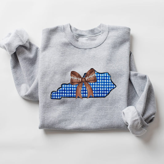 KY Gingham Football Bow(Tee, Sweatshirt, or Long-Sleeve)