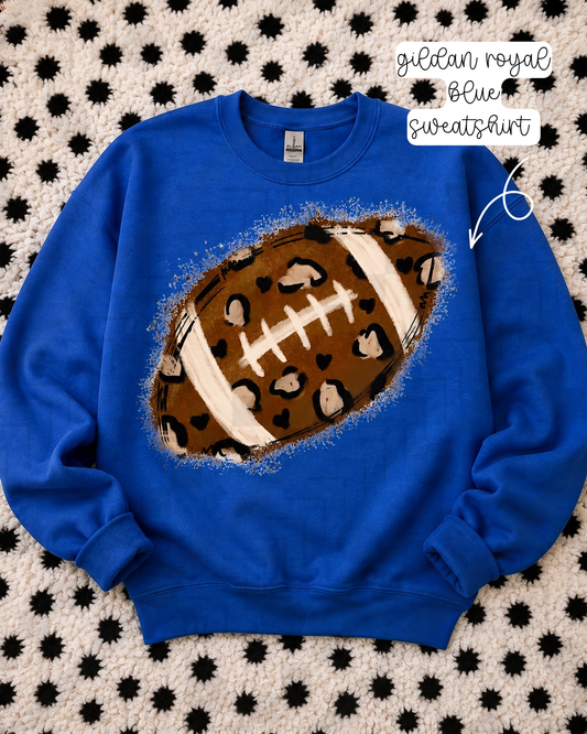 Cheetah Faux Glitter Football (Tee, Sweatshirt, or Long-Sleeve)