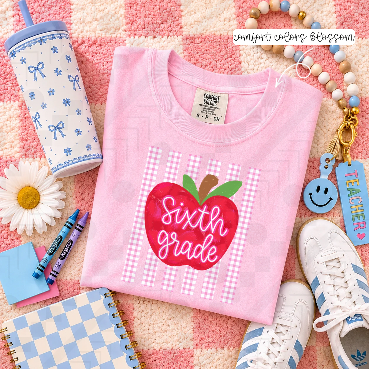 Pink Gingham Apple Grades (Tee, Sweatshirt, or Long-Sleeve)