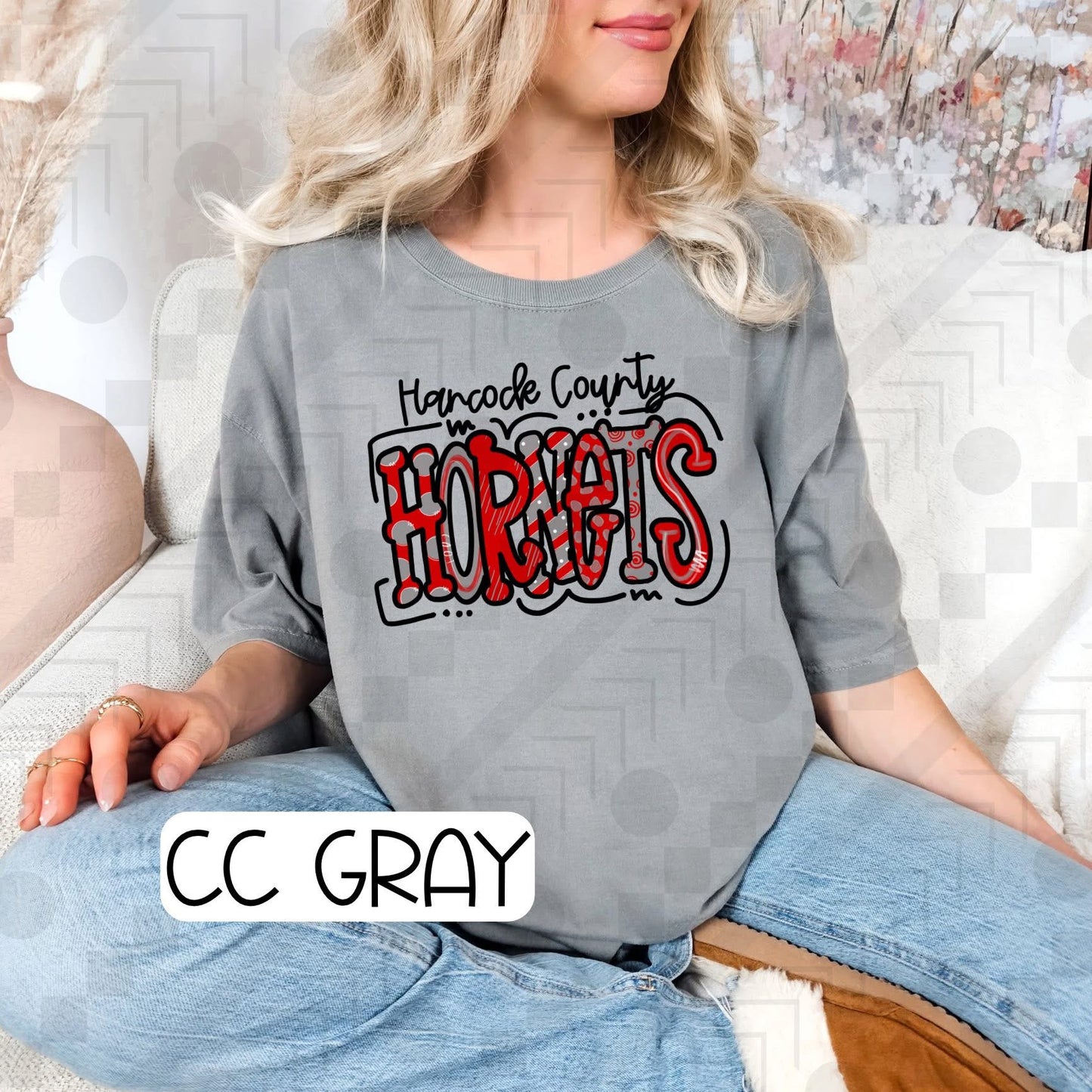 Hancock County Hornets School Doodle (Tee, Sweatshirt, or Long-Sleeve)