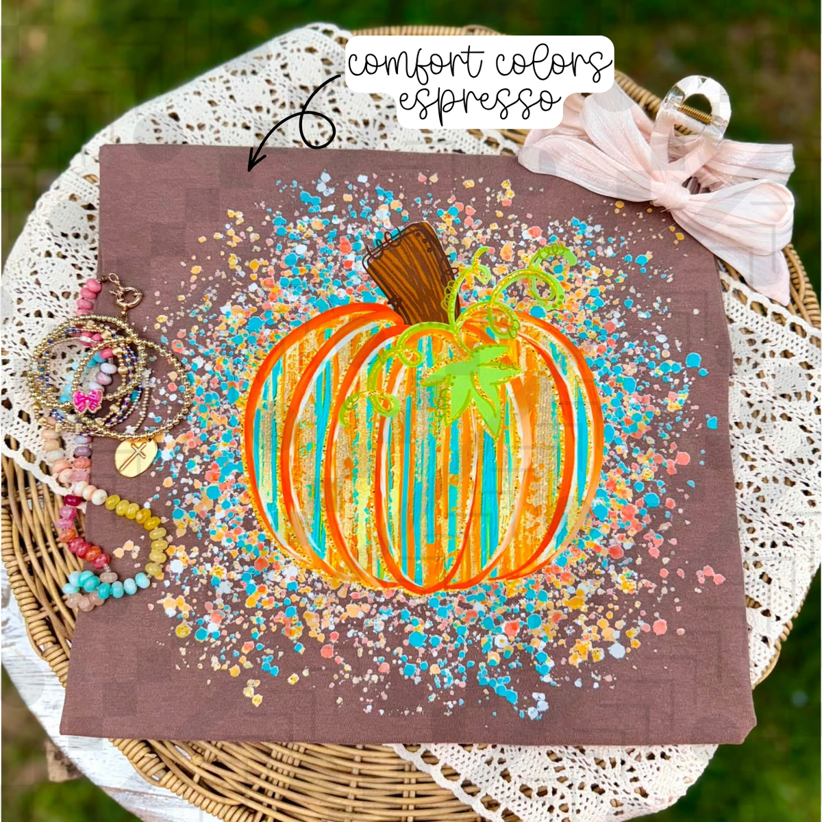Pumpkin Paint Splatters (Tee, Sweatshirt, or Long-Sleeve)