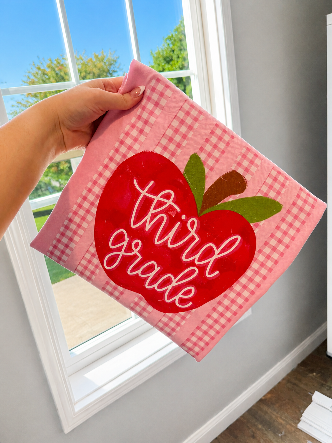 Pink Gingham Apple Grades (Tee, Sweatshirt, or Long-Sleeve)
