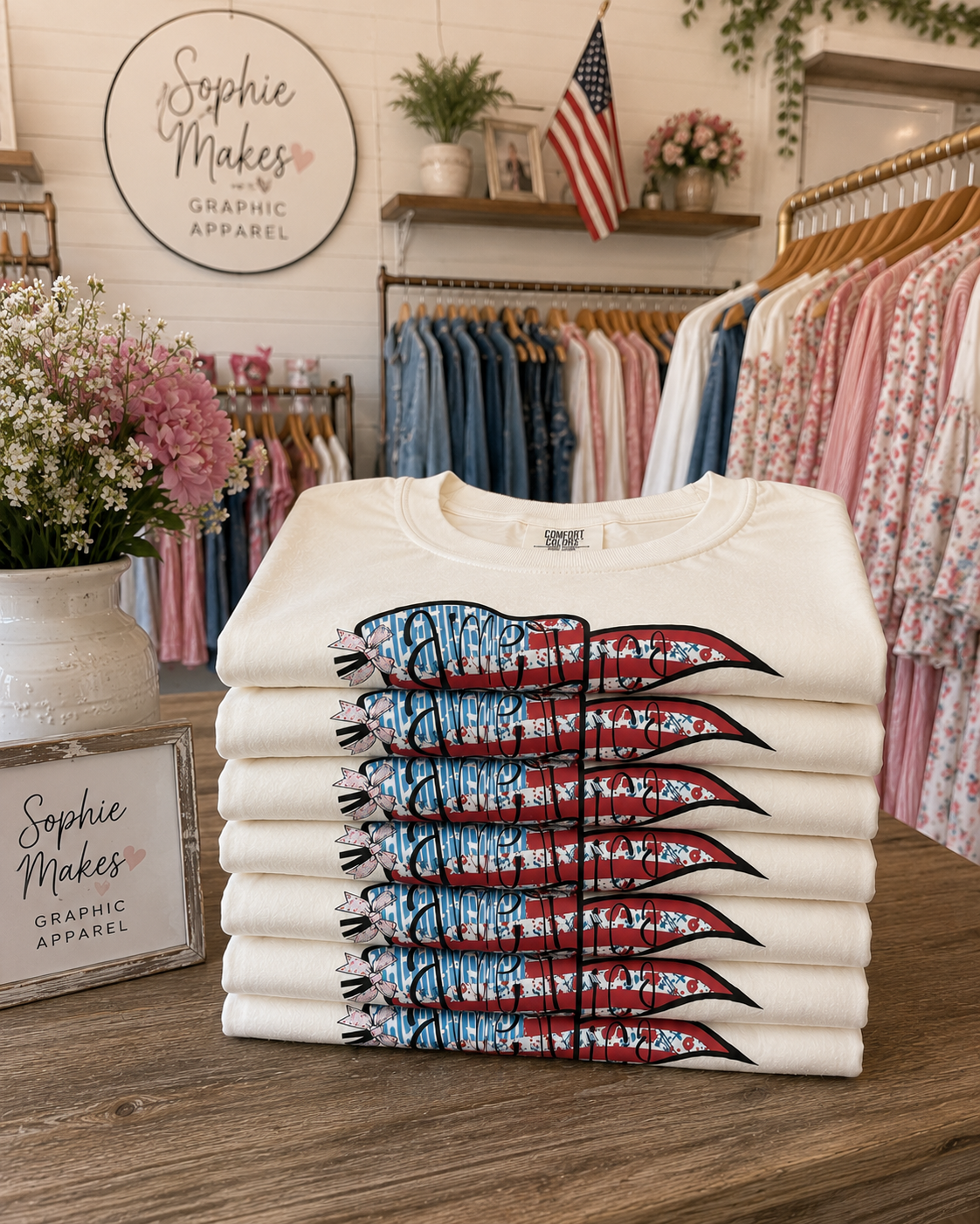 America Wavy Flag Tee